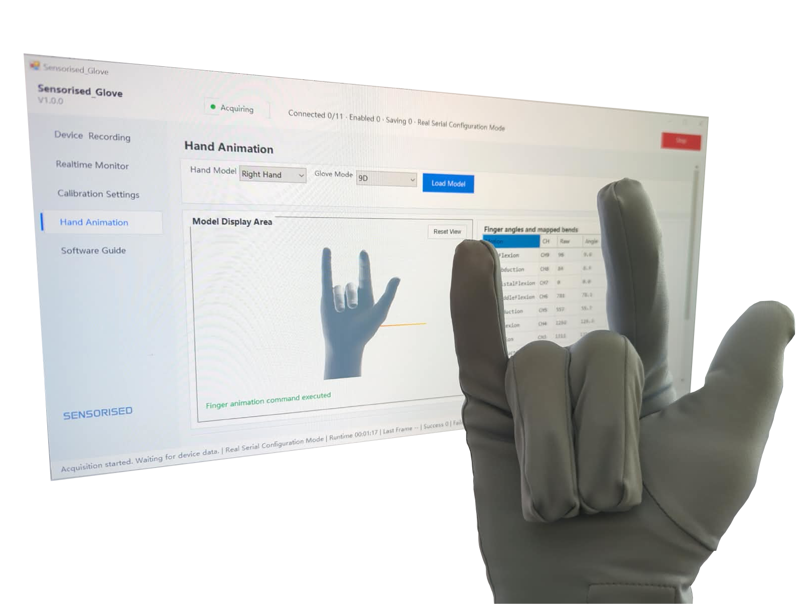 Sensorised Glove hand motion capture